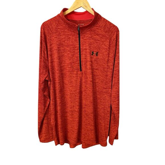 Men’s Under Armour Loose Long Sleeve Size XXL 2XL Shirt‎ Mock Neck Orange NWT - Picture 1 of 8